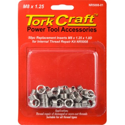 Tork Craft Thread Repair Kit M8 x 1.25 x 1.0mm Repl. Inserts for Nr5008 Tork Craft Thread Repair Kit M8 x 1.25 x 1.0mm Repl. Inserts for Nr5008