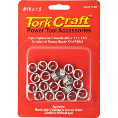 Tork Craft Thread Repair Kit M10 x 1.5 x 1.0mm Repl. Inserts for Nr5010 Tork Craft Thread Repair Kit M10 x 1.5 x 1.0mm Repl. Inserts for Nr5010