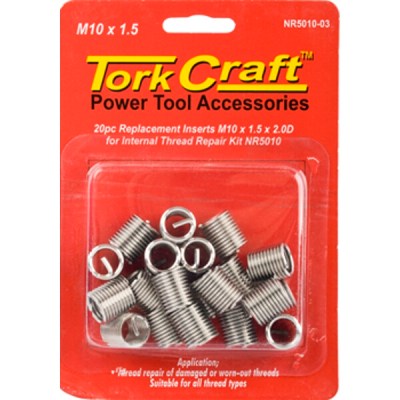 Tork Craft Thread Repair Kit M10 x 1.5 x 2.0mm Repl. Inserts for Nr5010 Tork Craft Thread Repair Kit M10 x 1.5 x 2.0mm Repl. Inserts for Nr5010