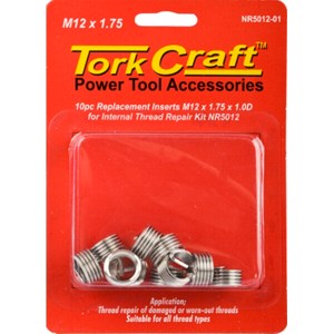 Tork Craft Thread Repair Kit M12 x 1.75 x 1.0mm Repl. Inserts for Nr5012 Tork Craft Thread Repair Kit M12 x 1.75 x 1.0mm Repl. Inserts for Nr5012