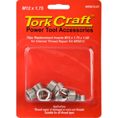 Tork Craft Thread Repair Kit M12 x 1.75 x 1.0mm Repl. Inserts for Nr5012 Tork Craft Thread Repair Kit M12 x 1.75 x 1.0mm Repl. Inserts for Nr5012