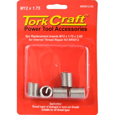 Tork Craft Thread Repair Kit M12 x 1.75 x 2.0mm Repl. Inserts for Nr5012 Tork Craft Thread Repair Kit M12 x 1.75 x 2.0mm Repl. Inserts for Nr5012