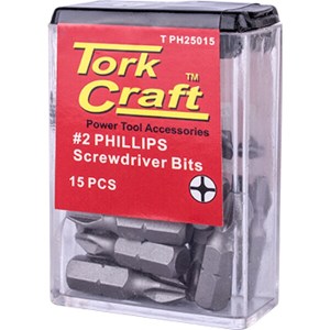 Tork Craft Phil. 2x25mm Inset Bit 15 Piece In Tac Box Tork Craft Phil. 2x25mm Inset Bit 15 Piece In Tac Box
