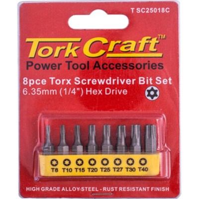 Tork Craft S/D Torx Tamp.Res. Bit Set 8 Piece Tork Craft S/D Torx Tamp.Res. Bit Set 8 Piece