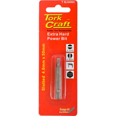 Tork Craft S/D Power Bit 4mmx50mm Slotted 1/Cd Tork Craft S/D Power Bit 4mmx50mm Slotted 1/Cd