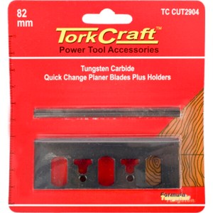 Tork Craft Planer Blades 82mm Tungsten W/Holders Tork Craft Planer Blades 82mm Tungsten W/Holders
