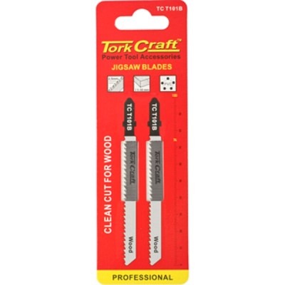 Tork Craft T-Shank Jigsaw Blade for Wood 2.5mm 10Tpi 100mm 2 Piece Tork Craft T-Shank Jigsaw Blade for Wood 2.5mm 10Tpi 100mm 2 Piece
