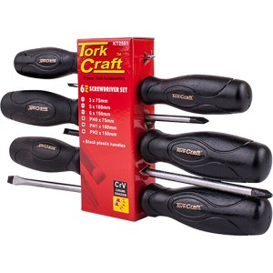 Tork Craft Screw Driver Set 6 Piece Black Handle Tork Craft Screw Driver Set 6 Piece Black Handle