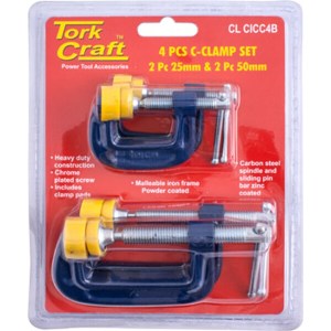 Tork Craft Clamp C – Type 4Pcs Set Kit 2 X 25 & 50mm Tork Craft Clamp C – Type 4Pcs Set Kit 2 X 25 & 50mm
