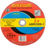 Tork Craft Cutting Disc (3 Pk) Steel 230X2.0X22.23mm (Abr230S-1) Tork Craft Cutting Disc (3 Pk) Steel 230X2.0X22.23mm (Abr230S-1)
