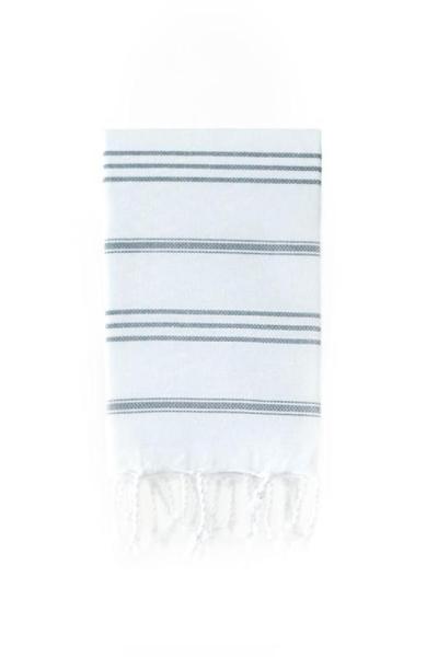 Turkish Hand Towel-100% Cotton – Elim White & Grey (60x90cm) Turkish Hand Towel-100% Cotton – Elim White & Grey (60x90cm)
