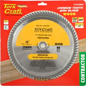 Tork Craft Blade Contractor 250 X 80T Atb 30/16 Circular Saw TCT Tork Craft Blade Contractor 250 X 80T Atb 30/16 Circular Saw TCT