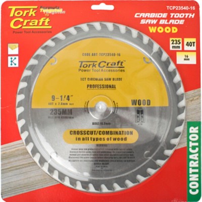 Tork Craft Blade Contractor 235 X 40T 16 Circular Saw TCT Tork Craft Blade Contractor 235 X 40T 16 Circular Saw TCT