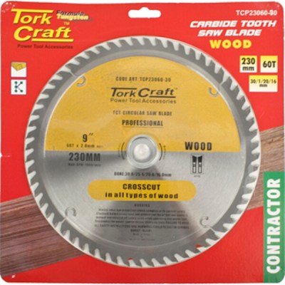 Tork Craft Blade Contractor 230 X 60T 30/1/20/16 Circular Saw TCT Tork Craft Blade Contractor 230 X 60T 30/1/20/16 Circular Saw TCT