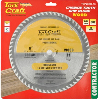 Tork Craft Blade Contractor 230 X 60T 16mm Circular Saw TCT Tork Craft Blade Contractor 230 X 60T 16mm Circular Saw TCT