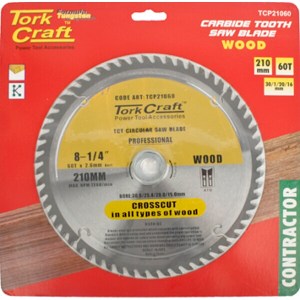 Tork Craft Blade Contractor 210 X 60T 30-1-20-16 Circular Saw TCT Tork Craft Blade Contractor 210 X 60T 30-1-20-16 Circular Saw TCT