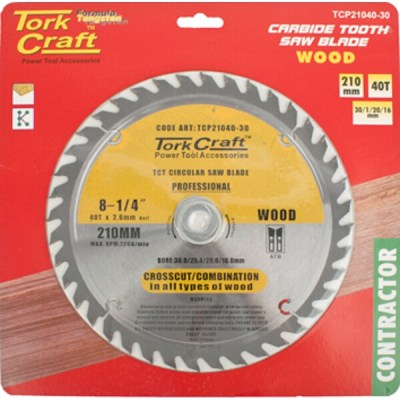 Tork Craft Blade Contractor 210 X 40T 30-1-20-16 Circular Saw TCT Tork Craft Blade Contractor 210 X 40T 30-1-20-16 Circular Saw TCT