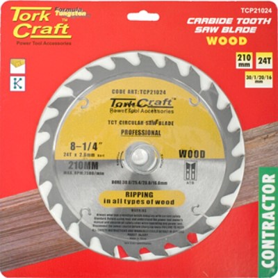 Tork Craft Blade Contractor 210 X 24T 30/1/20/16 Circular Saw TCT Tork Craft Blade Contractor 210 X 24T 30/1/20/16 Circular Saw TCT