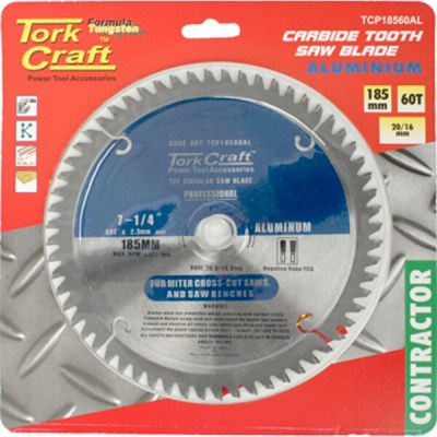 Tork Craft Blade Contractor Alum 185 X 60T 20/16 Circular Saw TCT Tork Craft Blade Contractor Alum 185 X 60T 20/16 Circular Saw TCT