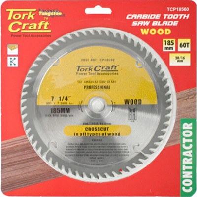 Tork Craft Blade Contractor 185X60T 20/16 Circular Saw TCT Tork Craft Blade Contractor 185X60T 20/16 Circular Saw TCT
