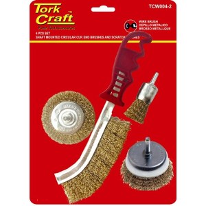 Tork Craft Wire Brush Set 4Pce With Hand Brush Tork Craft Wire Brush Set 4Pce With Hand Brush