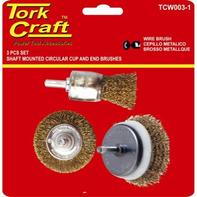 Tork Craft Wire Brush Set 3Pce With 6mm Shaft End/Circ/Cup Tork Craft Wire Brush Set 3Pce With 6mm Shaft End/Circ/Cup