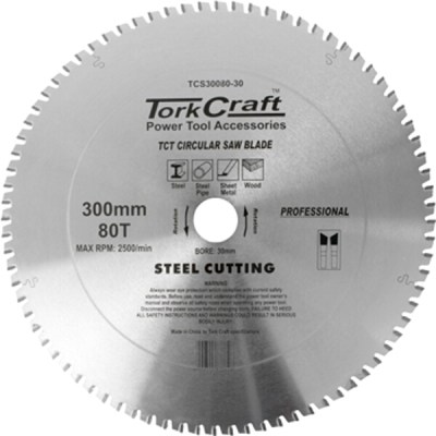 Tork Craft TCT Blade Steel Cutting. 300 X 80T 30mm Bore Tork Craft TCT Blade Steel Cutting. 300 X 80T 30mm Bore