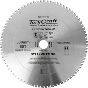 Tork Craft TCT Blade Steel Cutting. 300 X 80T 30mm Bore Tork Craft TCT Blade Steel Cutting. 300 X 80T 30mm Bore