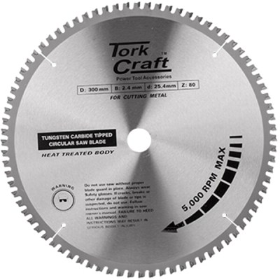 Tork Craft TCT Blade Steel Cutting. 300 X 80T 25.4 Bore Tork Craft TCT Blade Steel Cutting. 300 X 80T 25.4 Bore
