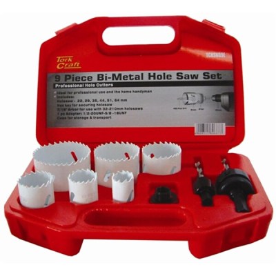 Tork Craft Holesaw Set 9Pc In Case Bi-Metal 22 29 35 44 51 64mm Tork Craft Holesaw Set 9Pc In Case Bi-Metal 22 29 35 44 51 64mm