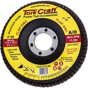Tork Craft Flap Disc 115mm 15 Deg.Angle 80Grit Tork Craft Flap Disc 115mm 15 Deg.Angle 80Grit