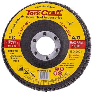 Tork Craft Flap Disc 115mm 15 Deg.Angle 60Grit Tork Craft Flap Disc 115mm 15 Deg.Angle 60Grit