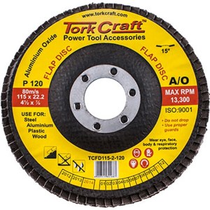 Tork Craft Flap Disc 115mm 15 Deg.Angle 120Grit Tork Craft Flap Disc 115mm 15 Deg.Angle 120Grit