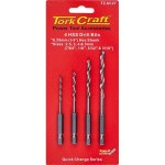 Tork Craft Hex Shank Drill Bit 4 Pce Set 2.5mm 3mm 4mm 5mm Tork Craft Hex Shank Drill Bit 4 Pce Set 2.5mm 3mm 4mm 5mm
