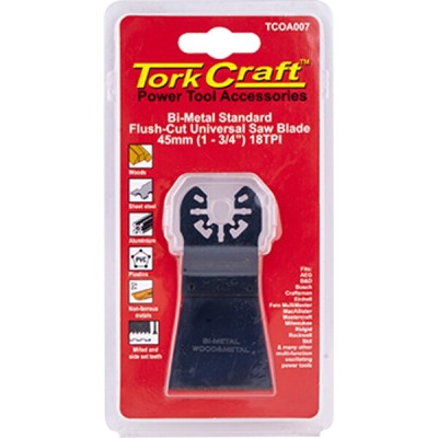 Tork Craft Quick Change Flush Cut Universal Saw Blade 45mm(1-3/4″)18Tpi Tork Craft Quick Change Flush Cut Universal Saw Blade 45mm(1-3/4″)18Tpi