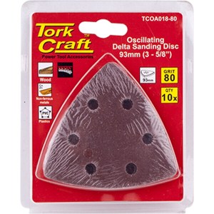 Tork Craft Oscillating Sandpaper A/O 93mm 10Pc Delta Shape 80Grit Tork Craft Oscillating Sandpaper A/O 93mm 10Pc Delta Shape 80Grit