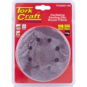 Tork Craft Oscillating Sandpaper A/O 115mm 10Pc Round 180Grit Tork Craft Oscillating Sandpaper A/O 115mm 10Pc Round 180Grit