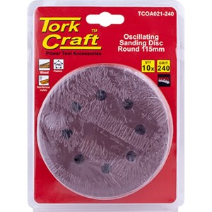 Tork Craft Oscillating Sandpaper A/O 115mm 10Pc Round 240Grit Tork Craft Oscillating Sandpaper A/O 115mm 10Pc Round 240Grit
