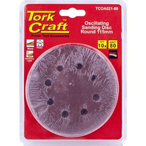 Tork Craft Oscillating Sandpaper A/O 115mm 10Pc Round 80Grit Tork Craft Oscillating Sandpaper A/O 115mm 10Pc Round 80Grit