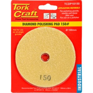 Tork Craft 100mm Diamond Wet Polishing Pad 150 Grit Yellow Tork Craft 100mm Diamond Wet Polishing Pad 150 Grit Yellow