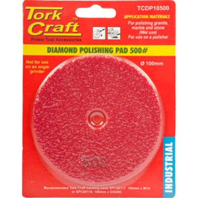 Tork Craft 100mm Diamond Wet Polishing Pad 500 Grit Red Tork Craft 100mm Diamond Wet Polishing Pad 500 Grit Red
