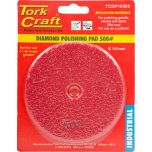 Tork Craft 100mm Diamond Wet Polishing Pad 500 Grit Red Tork Craft 100mm Diamond Wet Polishing Pad 500 Grit Red