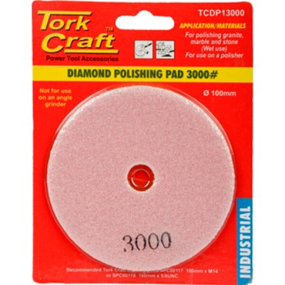 Tork Craft 100mm Diamond Wet Polishing Pad 3000 Grit Pink Tork Craft 100mm Diamond Wet Polishing Pad 3000 Grit Pink