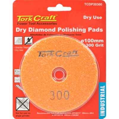 Tork Craft 100mm Diamond Polishing Pad 300 Grit Dry Use Tork Craft 100mm Diamond Polishing Pad 300 Grit Dry Use