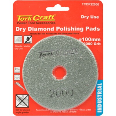 Tork Craft 100mm Diamond Polishing Pad 2000 Grit Dry Use Tork Craft 100mm Diamond Polishing Pad 2000 Grit Dry Use
