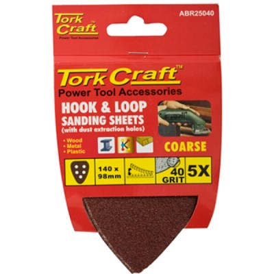 Tork Craft Sanding Triangle Vel Sheet 40 Grit 140 x 140 x 98mm 5/Pack Wit Tork Craft Sanding Triangle Vel Sheet 40 Grit 140 x 140 x 98mm 5/Pack Wit