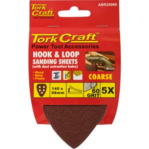 Tork Craft Sanding Triangle Vel Sheet 60 Grit 140 x 140 x 98mm 5/Pack Wit Tork Craft Sanding Triangle Vel Sheet 60 Grit 140 x 140 x 98mm 5/Pack Wit