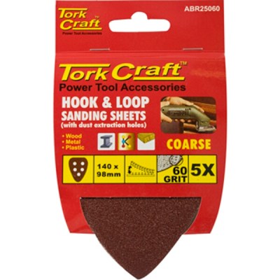 Tork Craft Sanding Triangle Vel Sheet 60 Grit 140 x 140 x 98mm 5/Pack Wit Tork Craft Sanding Triangle Vel Sheet 60 Grit 140 x 140 x 98mm 5/Pack Wit
