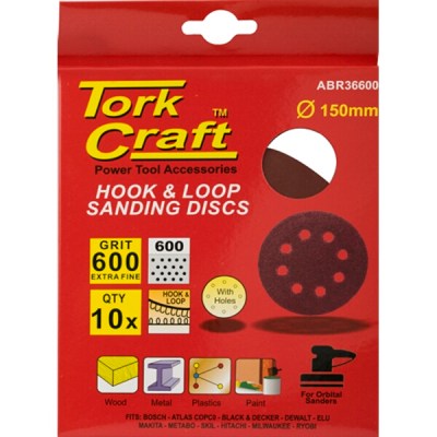 Tork Craft Sanding Disc Hook & Loop 150mm 600 Grit with Holes 10/Pk Tork Craft Sanding Disc Hook & Loop 150mm 600 Grit with Holes 10/Pk