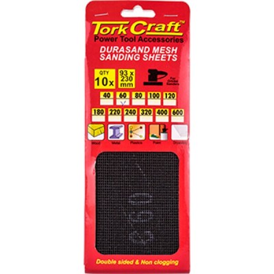 Tork Craft Durasand Mesh Sanding Sheet 60Grit 93 X 230mm 10Pc Per Pack Tork Craft Durasand Mesh Sanding Sheet 60Grit 93 X 230mm 10Pc Per Pack